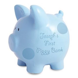 personalised polka dot 1st piggy banks by babyfish