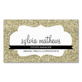 GLITZY BUSINESS CARD sparkly glitter pale gold
