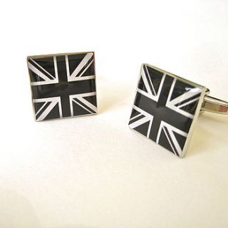 union jack black and white cufflinks by chapel cards