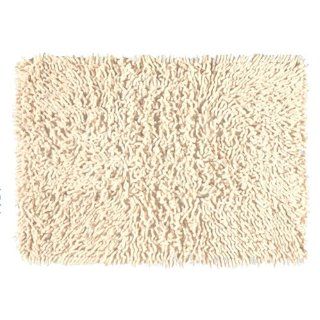 Chenille Shaggy Badvorleger Badteppich Badezimmer Teppich CREME WEISS ELFENBEIN 50 x 80 cm aus 100% Baumwolle Chenille handgetuftet Küche & Haushalt