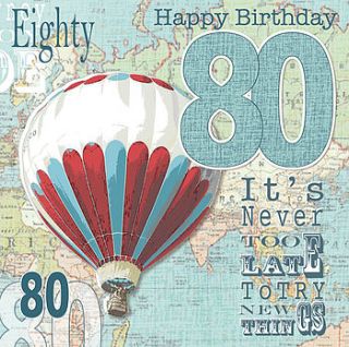 travel in style age 80 birthday card by cavania
