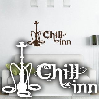 Wandkings Wandtattoo "Chill Inn (mit Wasserpfeife)" 50 x 30 cm schwarz   erhltlich in 33 Farben Küche & Haushalt