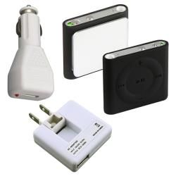 3 piece Black Case/ USB Chargers for Apple iPod Shuffle 4 Eforcity Cases