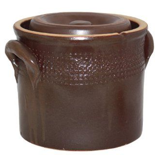 Rumtopf / Gurkentopf 5 Liter aus uriger Keramik, sehr rustikal Keramik   Steinzeug, handgetpfert, luftdichter Abschlu durch Wasserrinne Küche & Haushalt