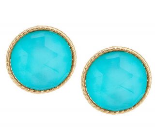 Turquoise Doublet Lever Back or Button Earrings 14K —