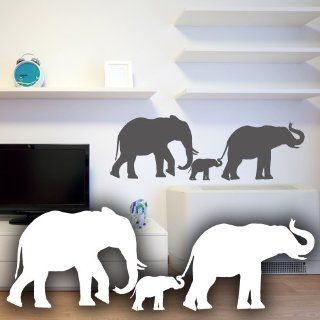 Wandkings Wandtattoo "Elefantenfamilie mit 3 Elefanten" 50 x 16 cm schwarz   erhltlich in 33 Farben Küche & Haushalt
