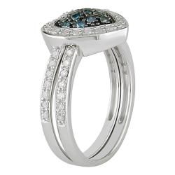 Miadora Sterling Silver 3/8ct TDW Blue and White Diamond Ring Set (G H, I3) Miadora Diamond Rings