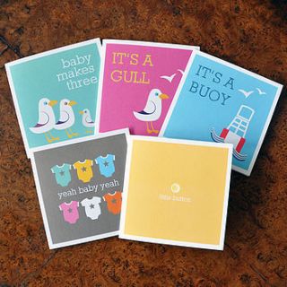 mixed pack of four baby greeting cards by bold bunny
