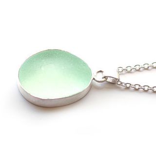natural pale green sea glass pendant by tania covo