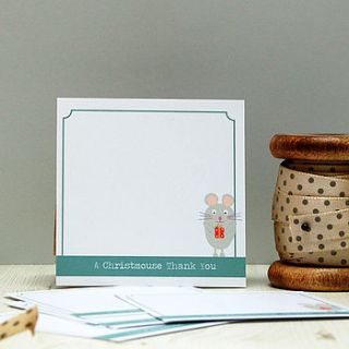 pack of six christmouse thank you cards by spotty n stripy