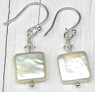 dainty square fresh water coin pearl earrings by heirlooms ever after