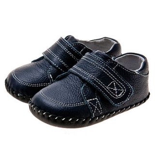baby boy's soft real leather navy blue shoes by my little boots