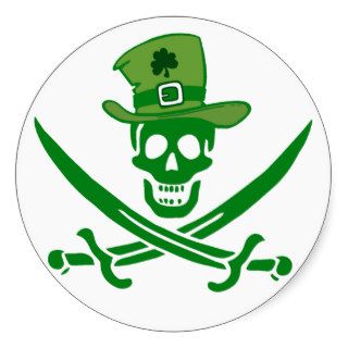 Irish Pirate Skull Flag Stickers