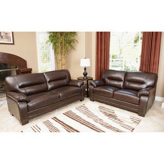 Abbyson Living Wilshire Premium Top grain Leather Sofa and Loveseat Set Abbyson Living Sofas & Loveseats