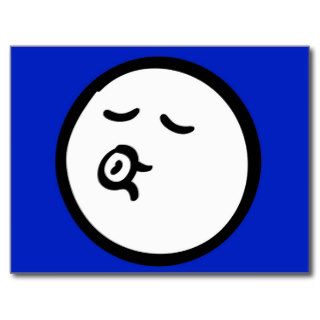 Funny Smiley Face on Blue Background Post Card