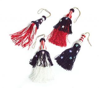 Set of 4 Patriotic Tassel Ornaments —