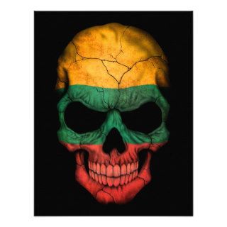 Lithuanian Flag Skull on Black Invite