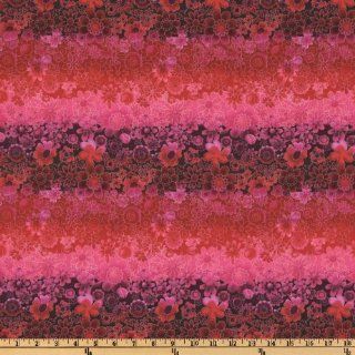 44'' Wide Flower Power Red/Pink Fabric By The Yard