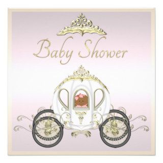 Ethnic Baby in Princess Coach Baby Shower Custom Announcements