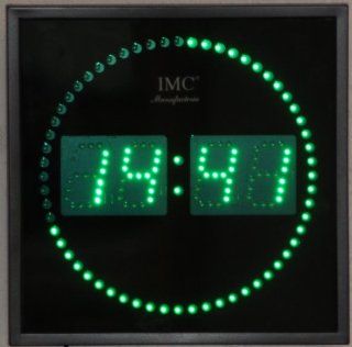 LED   Wanduhr mit grnen Zahlen + runde Sekundenanzeige   LED Uhr Küche & Haushalt