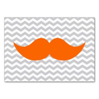 Orange Mustache Gray Chevron Stripe Business Card Template
