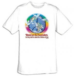 BLESSED ARE THE PEACEMAKERS Christian Peace Sign Symbol T shirt Clothing