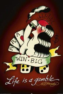 Poster Ed Hardy   Life is a gamble   Das Leben ist ein Glcksspiel   Poker Karten Wrfel Erotik   Maxiposter   Gre 61 x 91,5 cm Küche & Haushalt