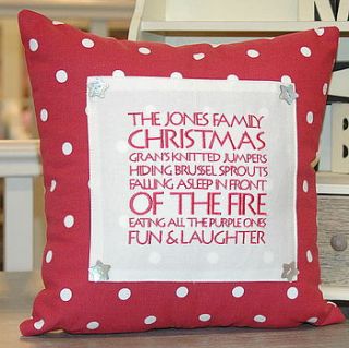 christmas text panel cushion by the alphabet gift shop