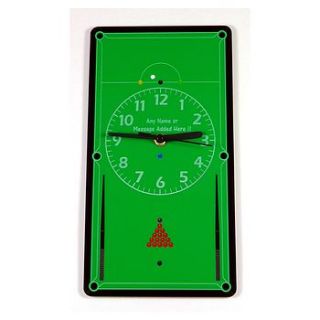 personalised snooker table clock by laser made designs
