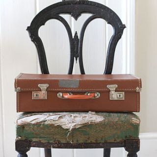 vintage small faux leather suitcase by magpie living