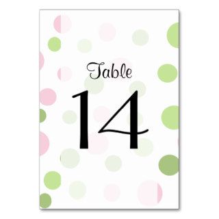 Table Numbers Chic Retro Dots Spots Pink Green Table Cards