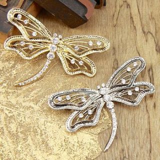 jewel encrusted dragonfly brooch by lisa angel
