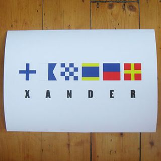 personalised maritime signal flags print by flaming imp