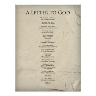 "A Letter to God" Religious Poem Poster Large