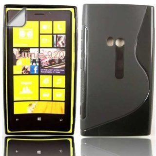 S Line Gel Case Cover Skin And LCD Screen Protector For Nokia Lumia 920 / Black Cell Phones & Accessories