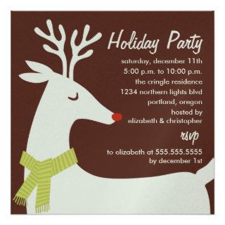 Rudolph Reindeer Holiday Party Invitations