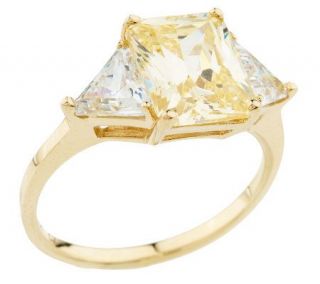 Diamonique Simulated Canary Radiant Cut Ring, 14K Gold —