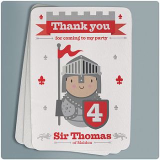 personalised knight thank you notes by joanne holbrook originals