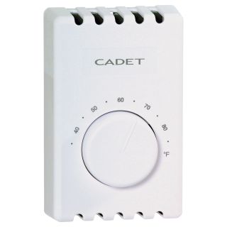 Cadet Bi-Metal Thermostat — Single Pole, 120/208/240 Volt, 22 Amp, White, Model# T410A  Electric Baseboard   Wall Heaters