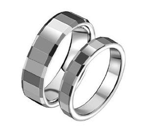 His & Hers Matching Set 6MM / 4MM Simple Korean Style Multi faceted Tungsten Couple Wedding Band Set (Available Sizes 6MM 7 to 10 & 4MM 5 to 8) Please e mail sizesSizesSizes Jewelry