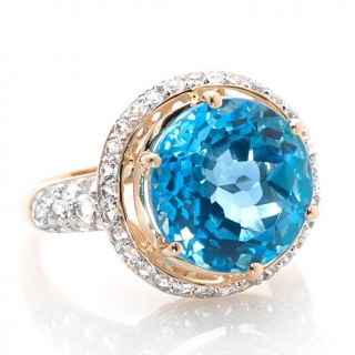 Victoria Wieck 14K Gold 8.12ct Swiss Blue Topaz and White Topaz Ring