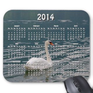 white swan 2014 calendar mousepad