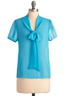 Dreamy and You Top in Blue  Mod Retro Vintage Short Sleeve Shirts