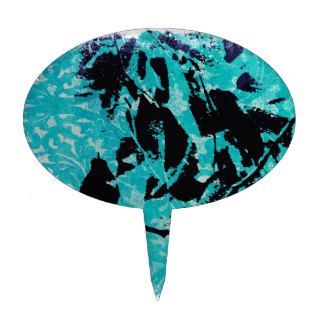 Hummingbird Silhouette on Blue Grunge Background Cake Picks