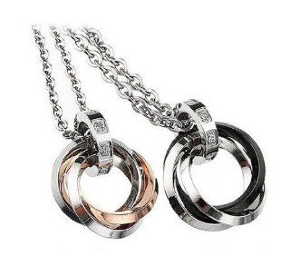 His or Hers Matching Set Couple Titanium Pendant Necklace Korean Style Ring in a Gift Box (Her) His And Her Necklace Jewelry