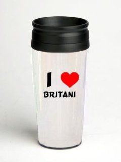 16 oz. Double Wall Insulated Tumbler with I Love Britani   Paper Insert (initials)  