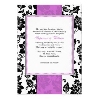 Black and Purple Damask Wedding Invitation