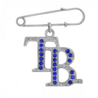 Game Time Silvertone Pin with Crystal Accented MLB Team Logo Charm   Tampa Bay