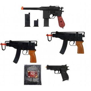 Airsoft Combo Lot German Broom Pistol and AK 47 Rifle and UZI Scorpion and Handgun Pistol BB Gun 1000 BB Bullets  Sports & Outdoors