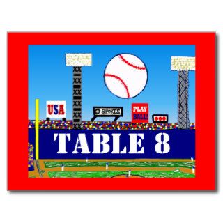 Cool Baseball Sport Bar Mitzvah Table Number Card Postcards